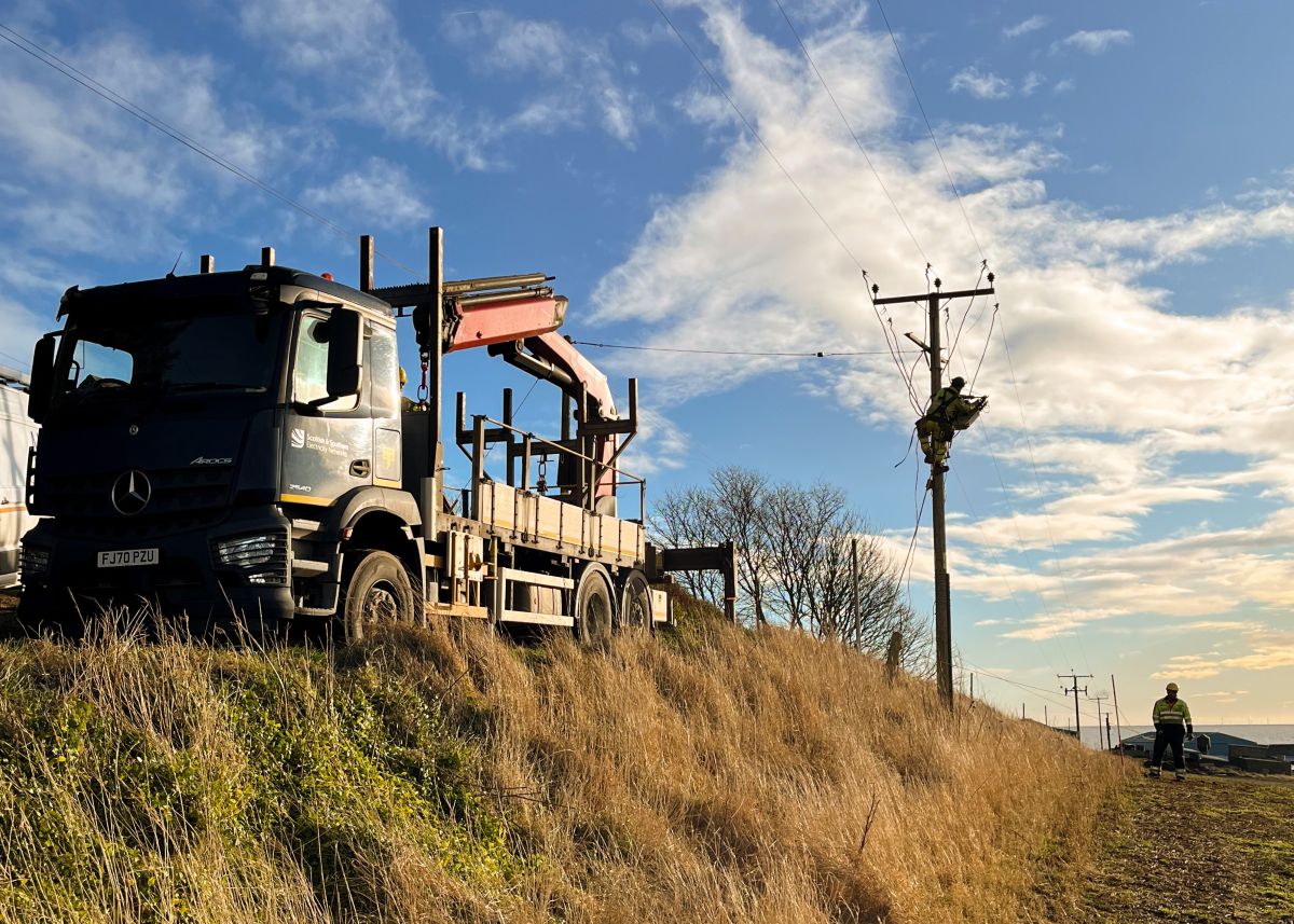 SSEN fault repair team fixing the network following a storm