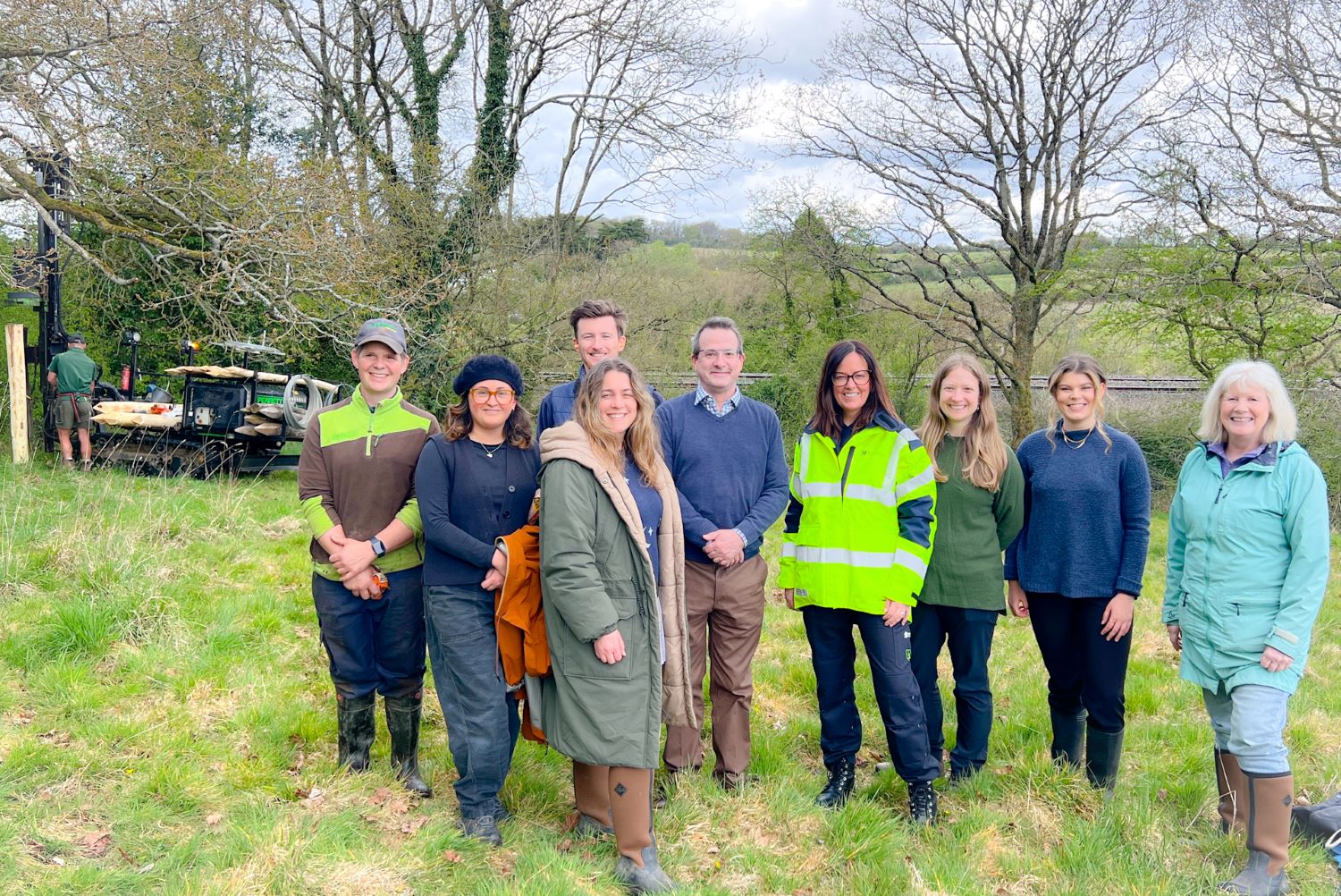 The Heal Rewilding and SSEN Distribution sustainability teams at the site of the rewilding project