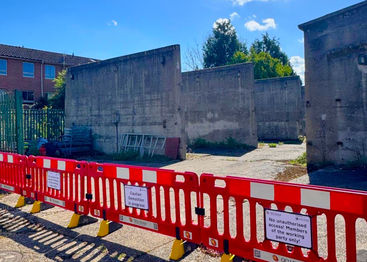 The substation site awaiting demolition works to make space for the new transformers
