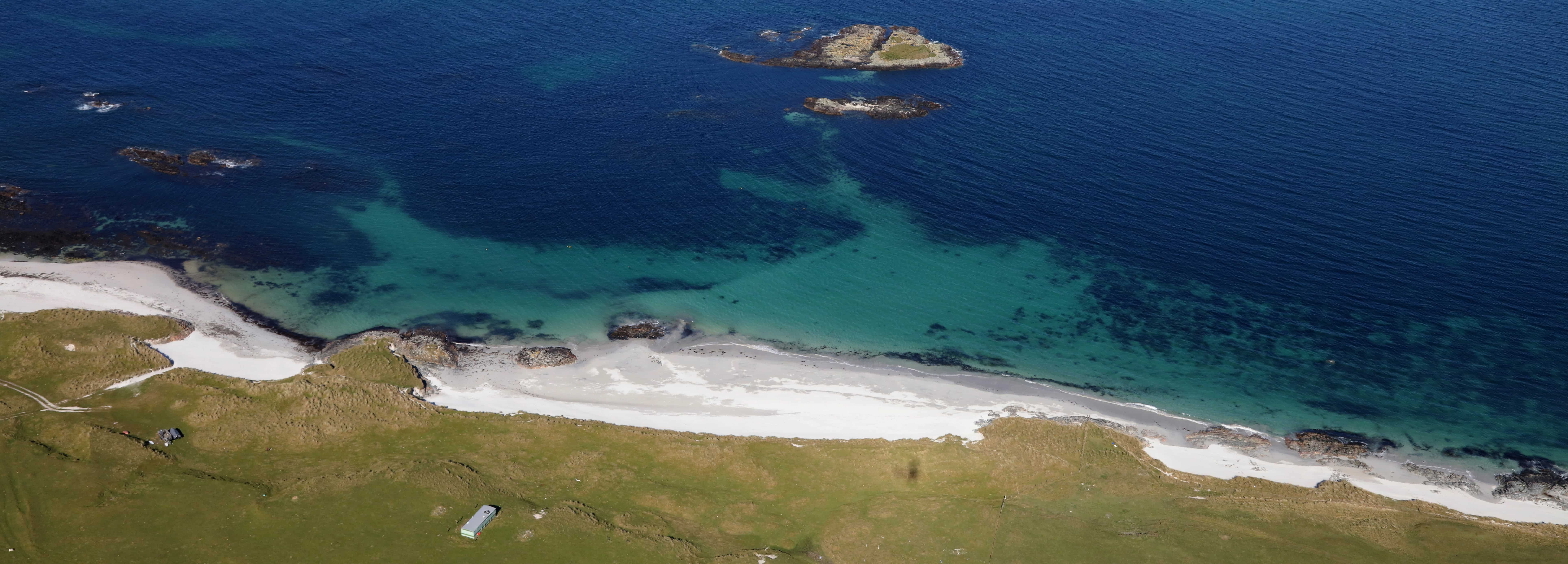 Overhead shot of the sea near Coll-Tiree